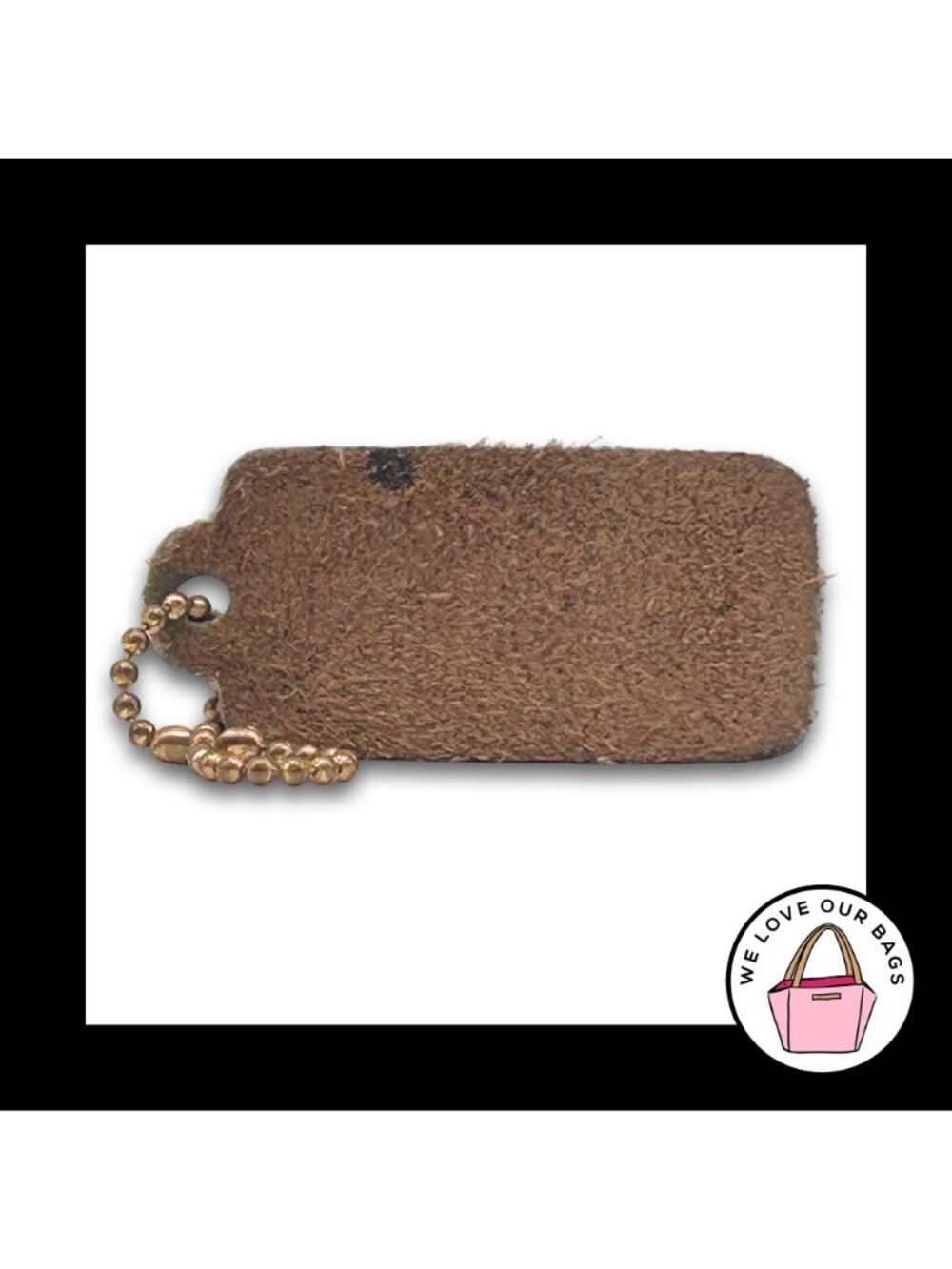 COACH VINTAGE LEATHERWARE One Sided Hang Tag Bag Charm Keychain Fob Putty Brown - Picture 4 of 4